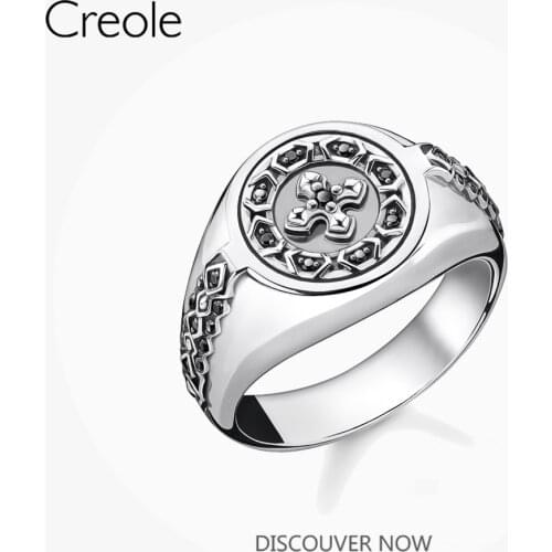 Ring Black Cross Signet 925 Sterling Silver 2021 Brand New Vintage Good Jewerly Europe Style Bijoux Rebel Gift for Women Men