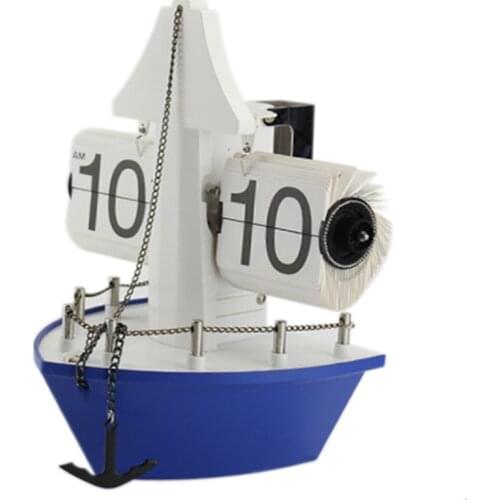 Creative 3D Table Clcok Watch Automatic Flip Clock Wall Fetro Ship Seat Desk Clocks Living Room Home Decorative Gift Ideas