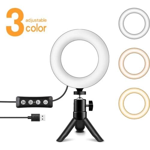 Mini 6inch Photography Lighting Phone table Ring Light Tripod Stand Photo Led Selfie remote Ring Light Lamp TikTok Youtube Live