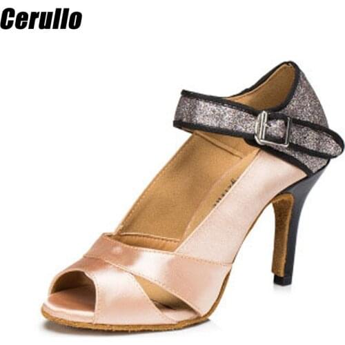 New Latin dance shoes adult soft Sole Social Party Modern Ballroom dancing shoes High-heeled 6/7.5/8.5/10cm indoor outdoor A297
