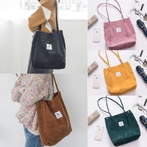 2019 Hot Solid Corduroy Shoulder Bags Environmental Shopping Bag Tote Package Crossbody Bags Purses Casual Handbag For Women