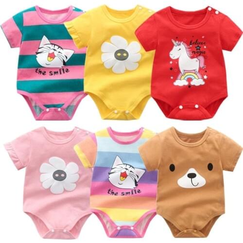 Baby Girl Clothes Summer Ropa New Born Bodysuit cartoon Baby Clothing 0-3Y funny Baby Costume pajamas Ropa De Gemelos home wear