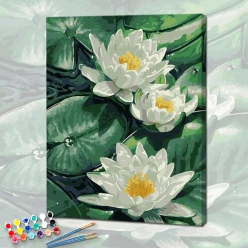 PhotoCustom Oil Painting By Numbers For Adults Frameless Flowers 60x75cm DIY Paint By Numbers On Canvas Scenery Home Decor