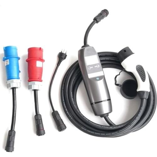 Iec 62196 type 2 portable smart ev charger fast charging station wtih red cee /blue cee CE charger 22kw 3 phase
