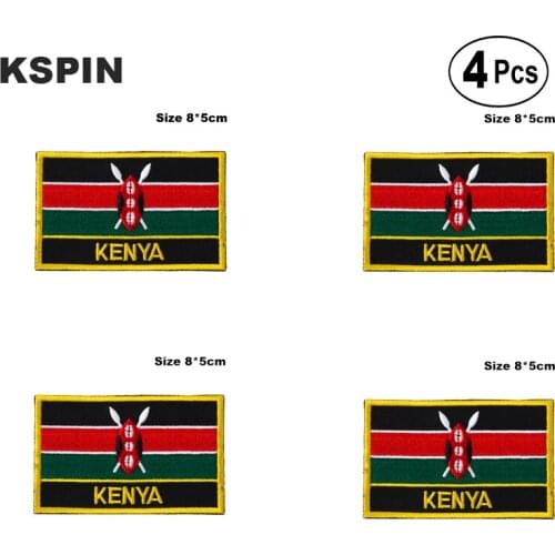 Kenya Rectangular Shape Flag Iron on Saw on Patches Embroidered Flag Patches National Flag Patches for Clothing