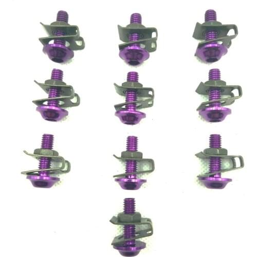 10pcs Fairing Body Work Bolts M6 Spire Speed Fastener Clips Screw Spring Bolot Nuts for Honda Suzuki Yamaha BMW R1200GS 6MM