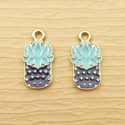10pcs 11x21mm enamel pot culture plant charms for jewelry making fashion earring pendant necklace charm bracelet charm