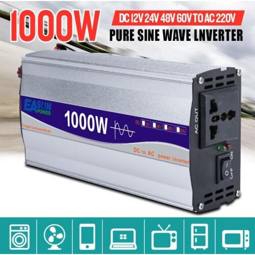 1000W Pure Sine Wave Power Inverter DC 12V 24V 48V To AC 220V Car Inverter Converter Transformer Power Supply