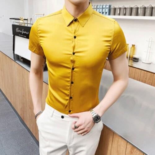2020 Brand clothing Men High quality cotton for men in summer short sleeve shirts/Male Pure color Casual business shirt S-4XL