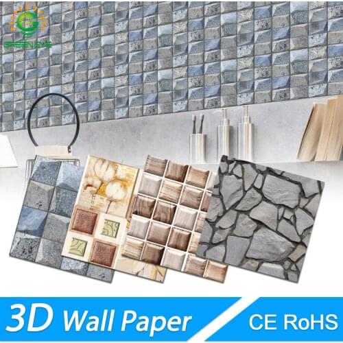 3D Wall Stickers Marble Brick Waterproof DIY Self-Adhesive Decor Background For Kids Room Living Room Wallpaper Sticker
