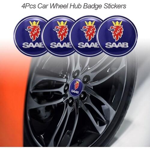 4Pcs Car Accessories Wheel Center Cover Label Stickers For SAAB 93 93X 95 96 94X 92X 99 9X 9000 900 TurboX Phoenix Sonett