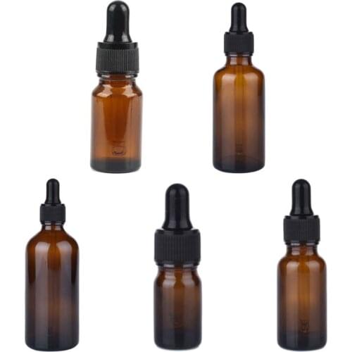 5Pcs Essential Oil Amber Glass Dropper Bottles Perfume Empty Refillable Jars Empty Bottle