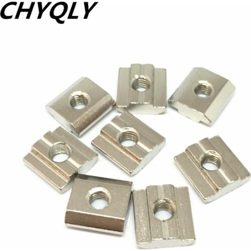 500pcs 30-M6 T Sliding Nut Block Square nuts M6 for 3030 Aluminum Profile Slot Zinc Coated Plate Aluminum connector Accessories