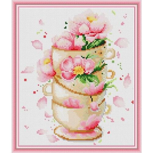 5D DIY Diamond flowers Painting Flower on coffee cup Embroidery Patterns Full Round Drill Square drill Cross Stitch diamond