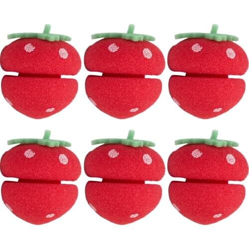 6pcs Cute Strawberry Hairdressing Soft Foam Sponge Curlers Rollers Hair Styling Tools