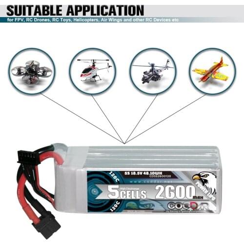 CODDAR 2600mAh 5S 18.5V 120C Lipo Battery With XT60 Plug For Fixed Wing RC Quadcopter FPV Racing Drone Helicopter Parts