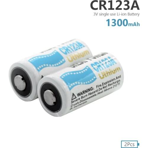 2 Pcs 3V 1300mAh CR123A K123A CR17345 LiMnO2 Batteries For Smoke Detector Photo Camera Camcorder DVD DV Video Player E-pencil