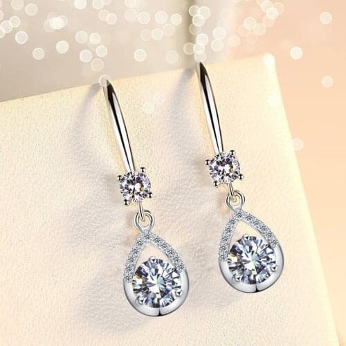 Diamond S925 Sterling Silver Earring Women Trendy Anniversary Fine Jewelry Water Drop Engagement Silver Earrings Gift Luxury