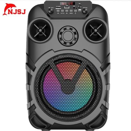 NJSJ USB Wireless Bluetooth Speaker Color Lighting Effect RGB Speaker With Radio Remote Control Display Outdoor Speaker