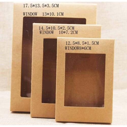 5 Pcs Handmade DIY Paper Boxes With Window Kraft Paper Gift Cake Packaging Box For Wedding Home Party Muffin Storage Box