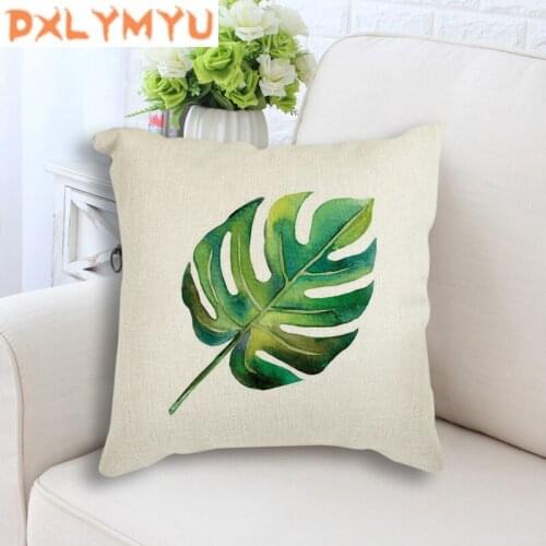 Nordic Art Cushion Throw Pillows 45Cmx45Cm for Sofa Bed Tropical Plant Leaves Minimalism Printed Decorative Cushion Home Decor