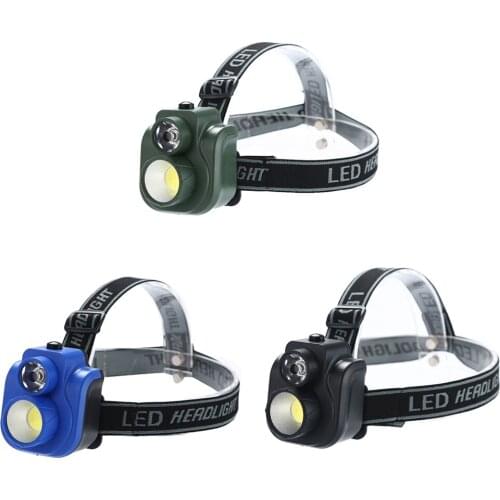 Dual Light Sources COB LED Dual Light Bulb Outdoor Camping Hiking Fishing Headlamp Elastic Head Strap Head Torch Flashlight