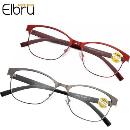 Elbru 2021 Vintage Anti Blue Light Reading Glasses Ultralight Metal Frame Presbyopia Eyeglasses For Women&Men Diopters +1.0 +4.0