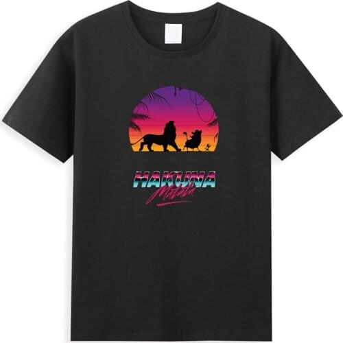 Hakuna Matata Letter Printed T Shirts Men Disney The Lion King Print T-Shirts Cartoon Kawaii Simba Mens Clothing Unisex T-Shirt