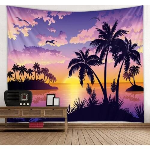 Beautiful seaside island sunset sunset seascape tapestry eco-friendly printing wall decoration hanging cloth