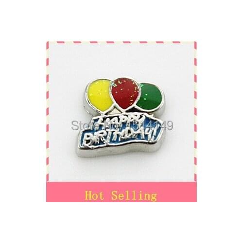 Hot selling happy brithday floating charm living glass floating memory charms
