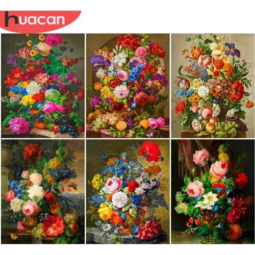HUACAN Paint By Number Flower Hand Painted Wall Art Picture By Numbers DIY Fruit Kits Home Decoration