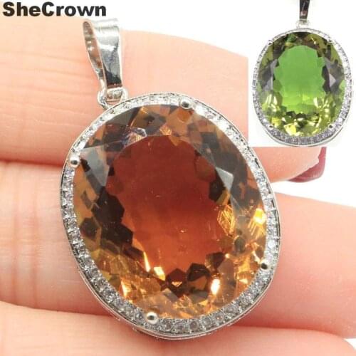 34x21mm Big Oval 22x18mm & Big 20mm Round Gemstone Created Color Changing Spinel Zultanite Ladies Jewelry Making Silver Pendant