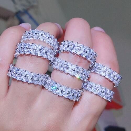 Colorful Stone Hot Style Green Stones Cubic Zircon Engagement Jewelry Eternity Women Fashion Rings For Wedding