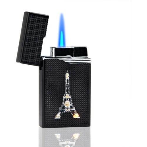 Encendedores Creativos Skeleton Tower Straight Into Blue Flame Butane Windproof Metal Lighter Zapalniczka Gazowa Cigarrera