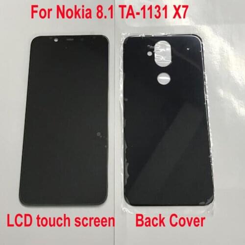 Best Work LCD Display Touch Panel Screen Digitizer Assembly Sensor + Housing Door Battery Back Cover For Nokia 8.1 TA-1131 / X7