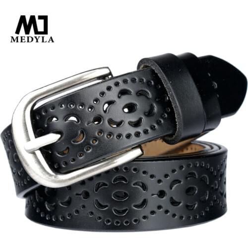 Fashion Brand Genuine Leather Belts for Women Hollow out Floral Design Cowskin Belt Woman Top Quality Women belt