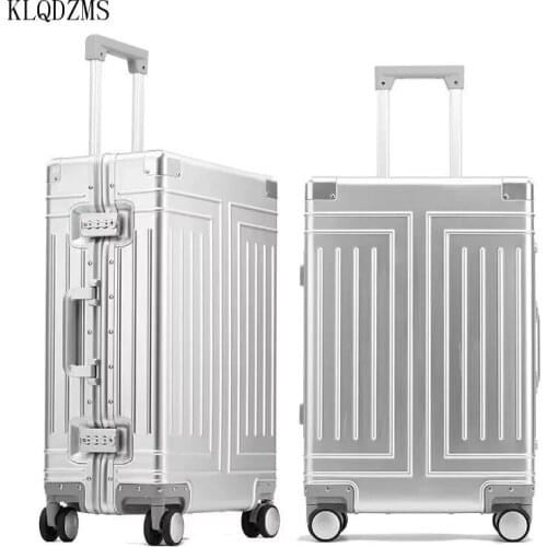 KLQDZMS 20’’24’’26’’29 Inch Mens Fashion Spinner Rolling Luggage Aluminum Trolley Womans Luxurious Trolley Luggage Hot Sell