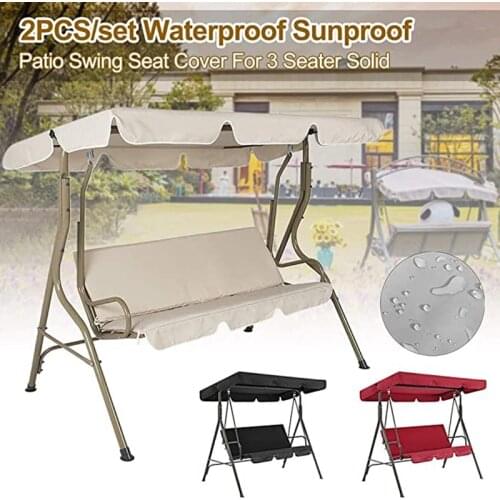 Patio Swing Cushion Cover Set Swing Canopy Cover & 3 Seat Swing Seat Cover Replacement Protection Cover Courtyard furiture cover