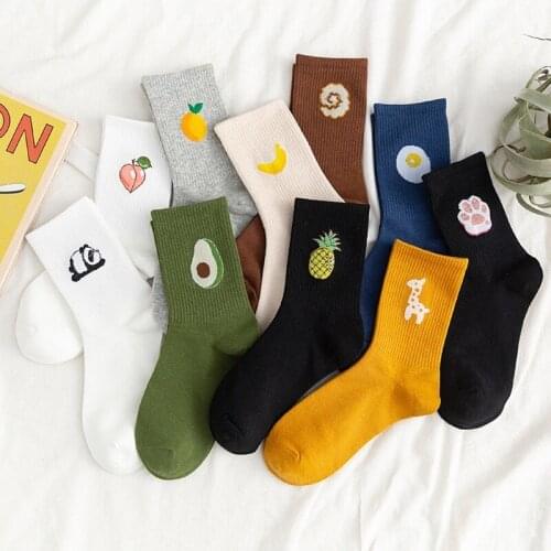 Unisex Funny Fruit Men Socks Harajuku Colorful Mid Socks Men 100 Cotton 1 Pair Kawaii