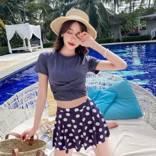 2021 New Women High Cut Two Pieces Bikini Swimwear High Waist Dot Swimsuit Beachwear Bathing Suit Women Sexy Bikini Set Biquini