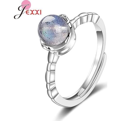Very Cheap Moonstone Rings For Women Girls 925 Sterling Silver Wedding/Engagement Party Ring Resizable Wholesale