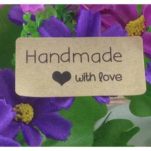 Wholesale 2*4cm Vintage romatic Handmade with love Kraft Paper Sticker label stock/DIY multifunctional Gift seal label