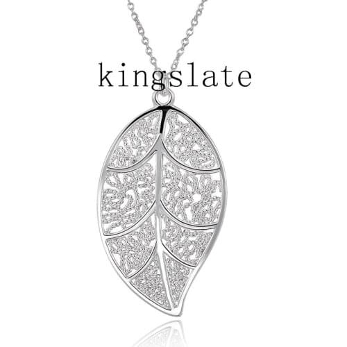 P187 Promotions Free shipping Beautiful fashion Elegant silver colorcharm LEAF leave retro pendant Necklace jewelry