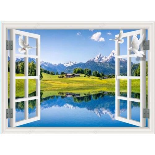 Custom photo mural 3d wallpaper Grassland scenery outside the window home decor in the living room wallpaper for walls 3 d