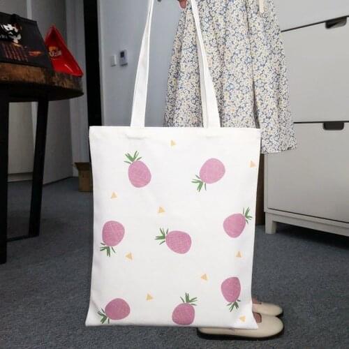 Simple Large-capacity Canvas Bag Student Wild Shoulder Bags for Women Ins Style Cartoon Image Printing Handbag Casual Tote