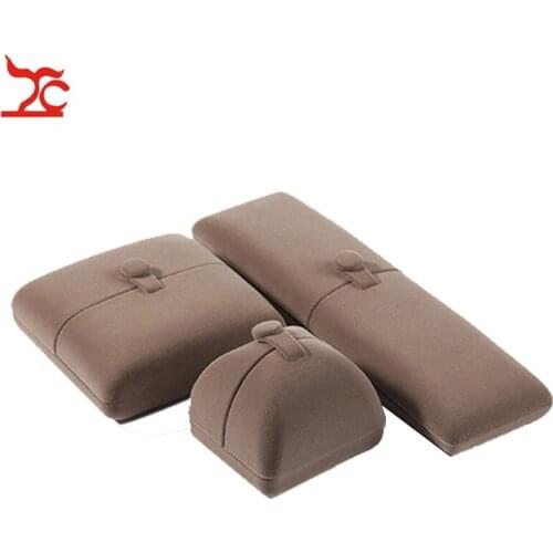 Luxury Velvet Promotion Buckle Lid Jewelry Box Double Open Brown Ring Pendant Case Pear Necklace Earring Stud Storage Gift Box