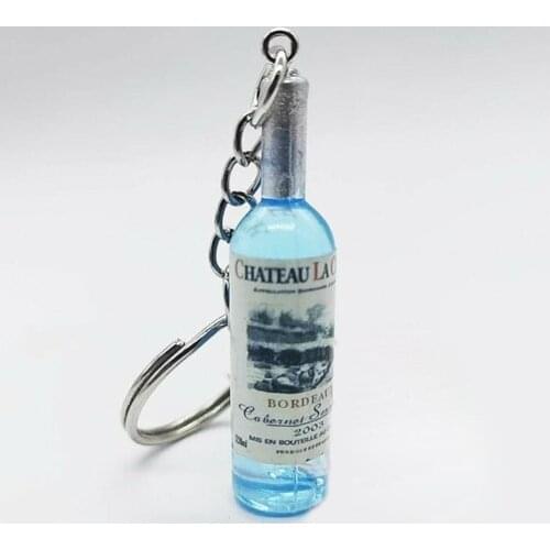 Cute Hot Novelty Resin Beer Wine Bottle Keychain llavero Color Key Tag Women Men DIY Key Chains Key Ring Accessories