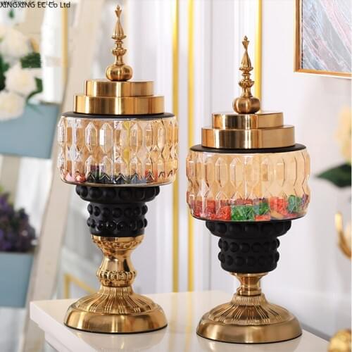 Modern American Home Furnishing Storage Jar Decoration Crystal Glass Candy Jar Storage Jar Living Room Wine Cabinet Decoration