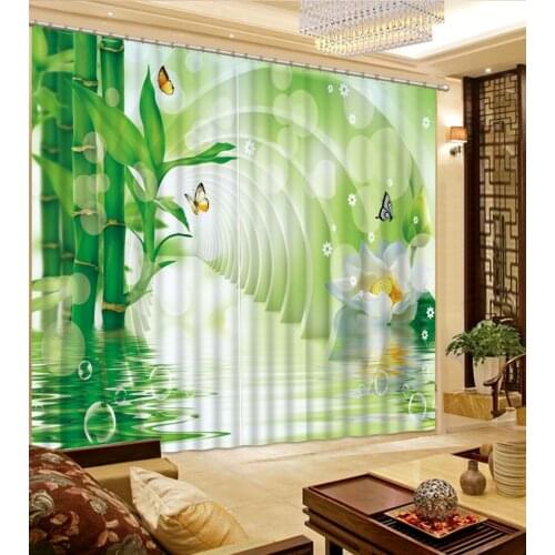 Modern Bamboo Curtains For Living room Blackout 3D Window Curtain Photo Printing 3D Curtain Drapes