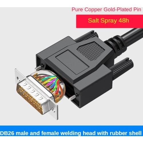 Solid Pin DB26 Connector Male and Female 3-row 26 Pin Plug Serial Port Head 26 Pin Outer Film Sealing Shell